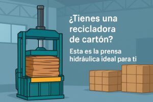 Máquina de reciclaje para compactar cartón en bloques para trasporte