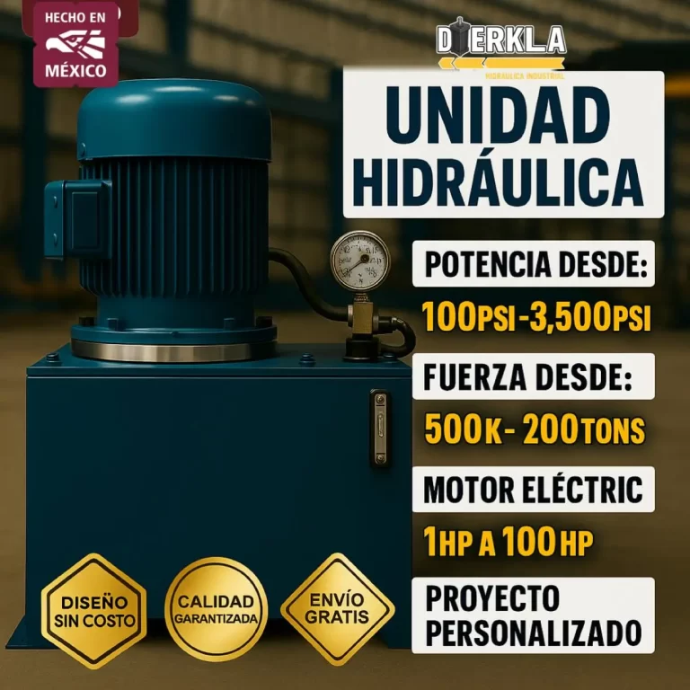 Unidad hidráulica industrial de alta presión con motor eléctrico de 1 a 100 HP, ideal para sistemas de compactado y maquinaria personalizada